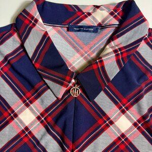 Tommy Hilfiger Sleeveless Plaid Collared Top Navy Red White M Classic